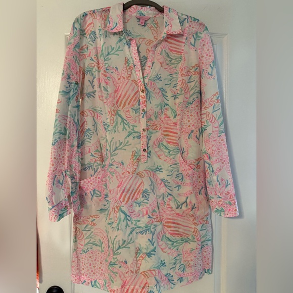 Lilly Pulitzer Dresses & Skirts - Lilly Pulitzer Pink and Blue Sea Life Dress/Coverup